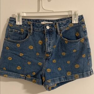 Pacsun Floral Embroidered Denim Shorts
